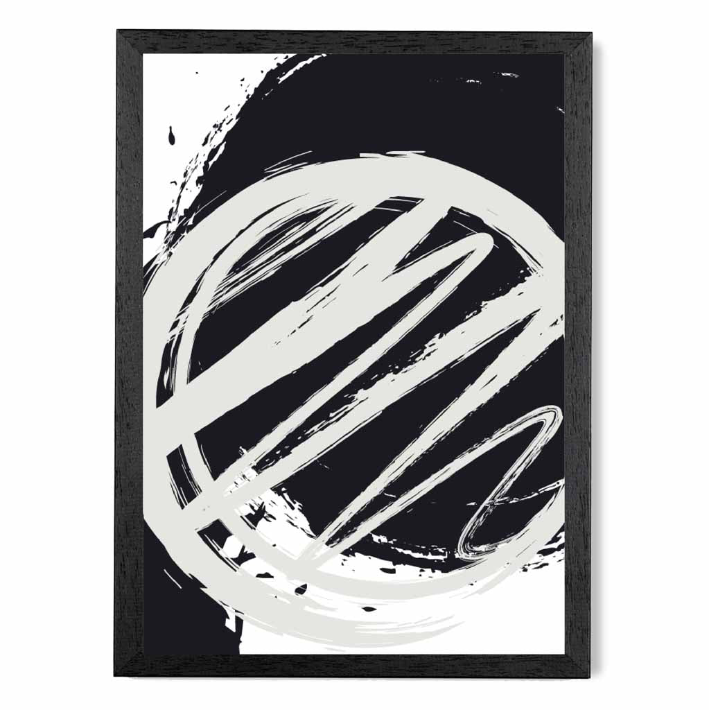 Modern Abstract Grey, Black Paint Strokes No 1 Art Print | Wall Art Plaza