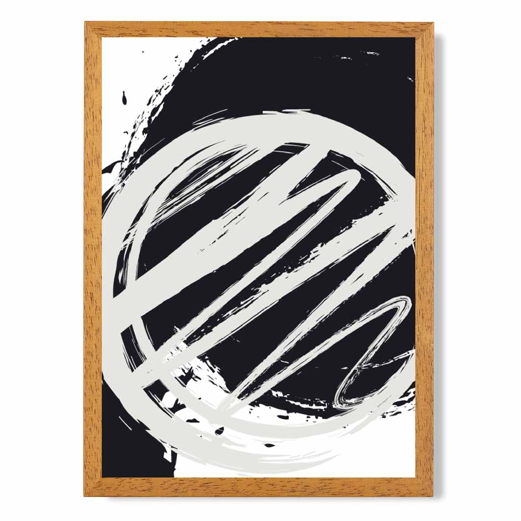 Modern Abstract Grey, Black Paint Strokes No 1 Art Print | Wall Art Plaza