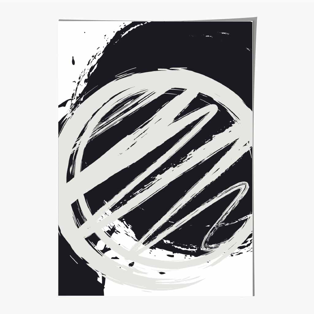 Modern Abstract Grey, Black Paint Strokes No 1 Art Print | Wall Art Plaza