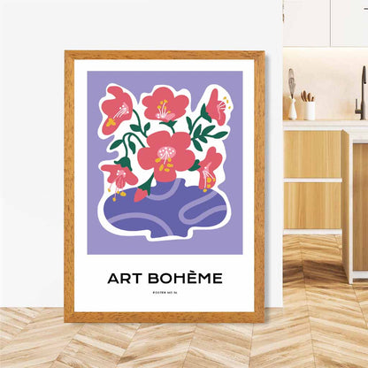 Boho Art Purple, Pink Flowers Art Print | Wall Art Plaza UK