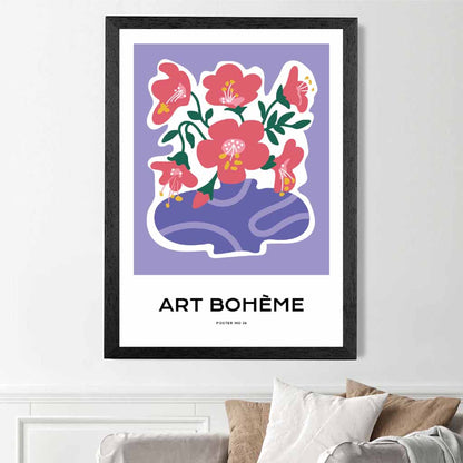 Boho Art Purple, Pink Flowers Art Print | Wall Art Plaza UK