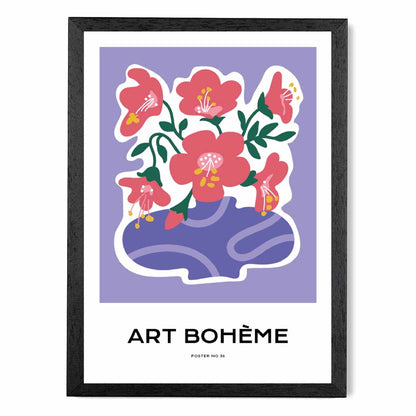 Boho Art Purple, Pink Flowers Art Print | Wall Art Plaza UK