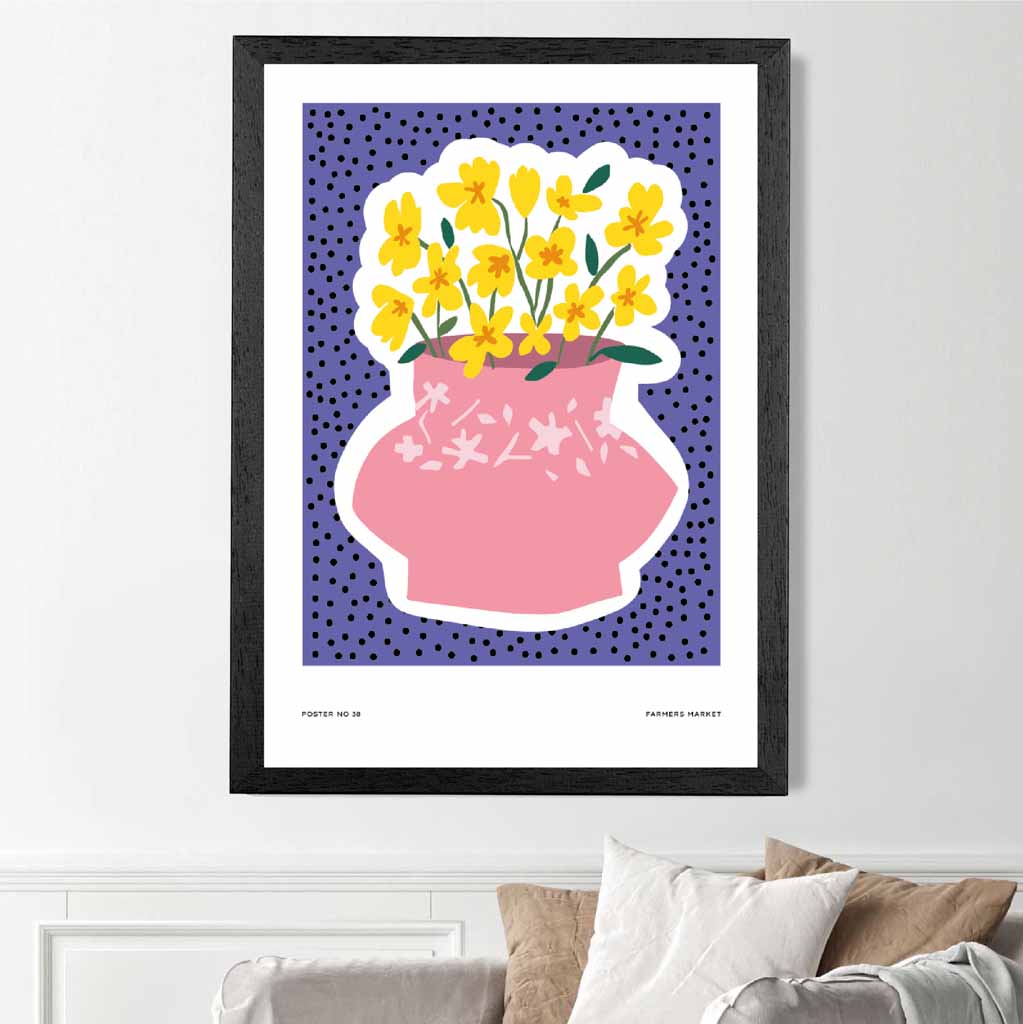 Modern Purple, Pink Flower Arrangement Art Print | Wall Art Plaza UK