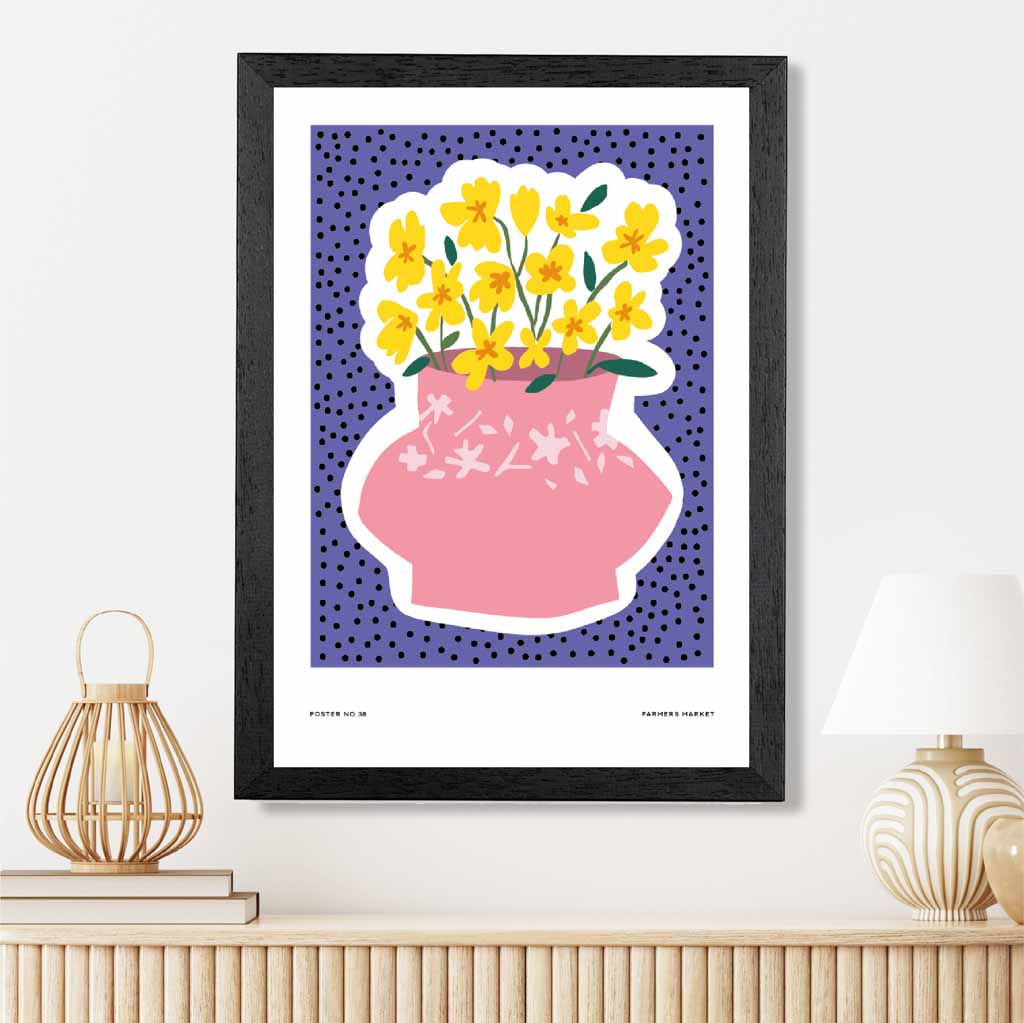 Modern Purple, Pink Flower Arrangement Art Print | Wall Art Plaza UK