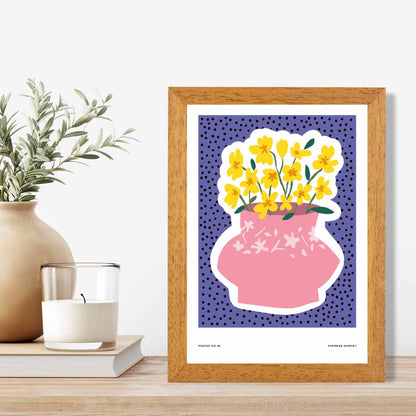 Modern Purple, Pink Flower Arrangement Art Print | Wall Art Plaza UK