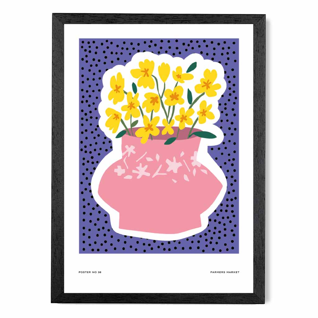 Modern Purple, Pink Flower Arrangement Art Print | Wall Art Plaza UK