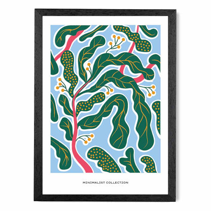 Modern Art Blue, Green Botanical Pattern Art Print | Wall Art Plaza UK