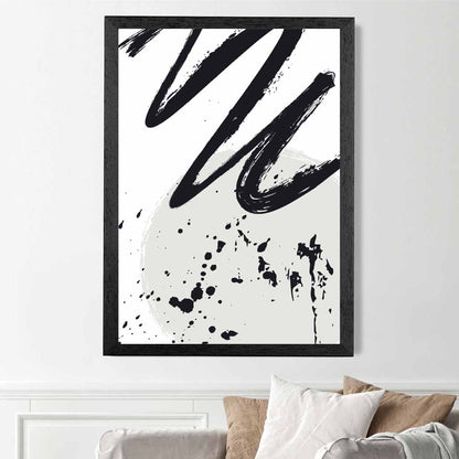 Modern Abstract Grey, Black Paint Strokes No 2 Art Print | Wall Art Plaza