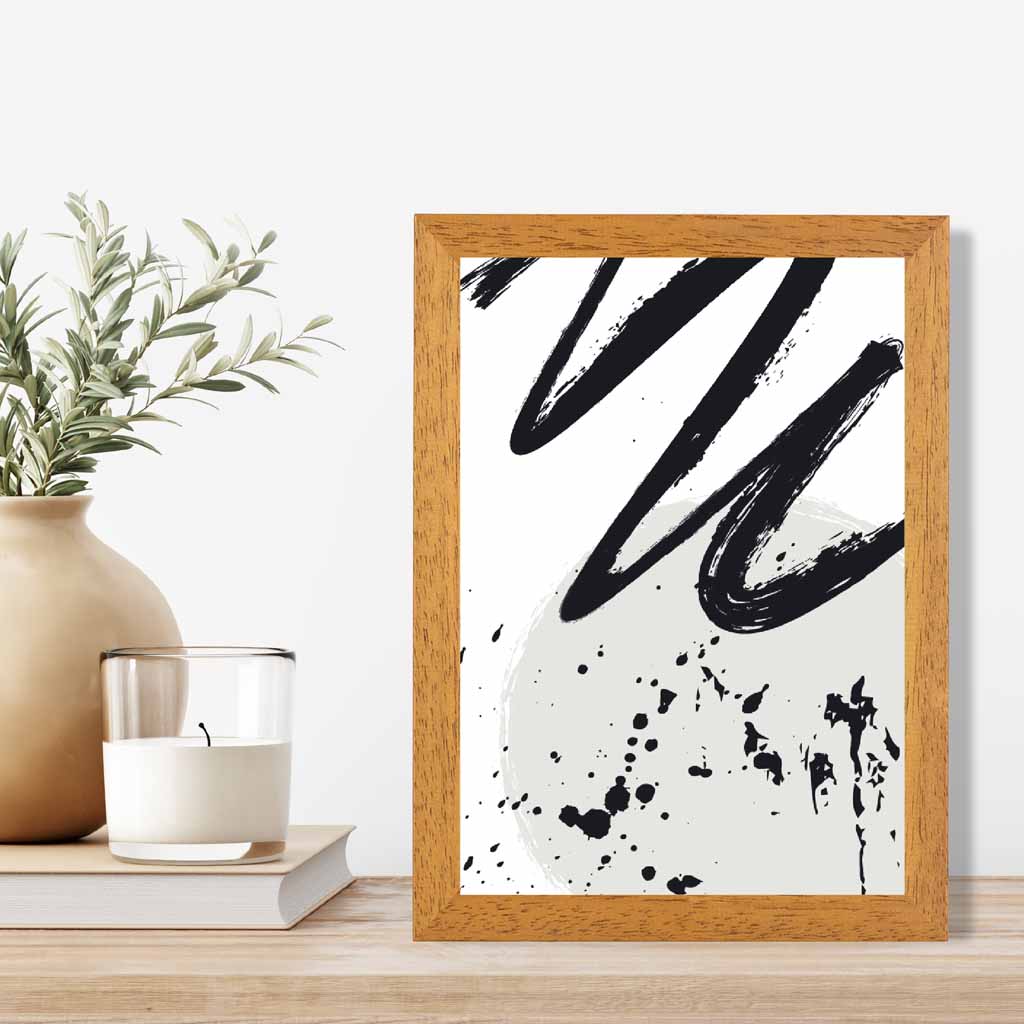 Modern Abstract Grey, Black Paint Strokes No 2 Art Print | Wall Art Plaza