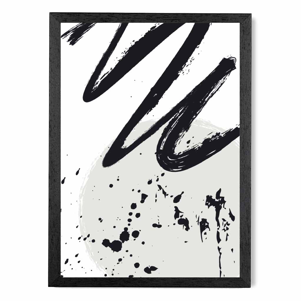 Modern Abstract Grey, Black Paint Strokes No 2 Art Print | Wall Art Plaza