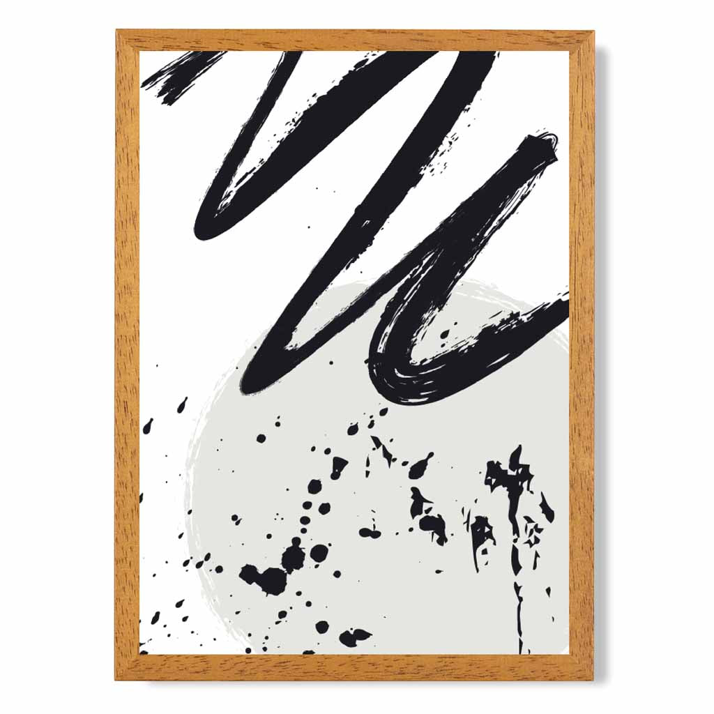 Modern Abstract Grey, Black Paint Strokes No 2 Art Print | Wall Art Plaza