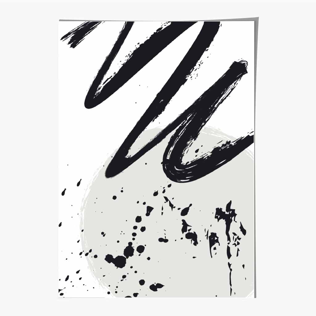 Modern Abstract Grey, Black Paint Strokes No 2 Art Print | Wall Art Plaza