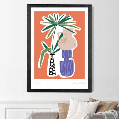 Boho Modern Orange, Purple Floral Art Print | Wall Art Plaza UK