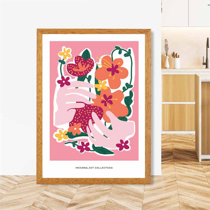 Boho Art Pink, Orange Flowers Art Print | Wall Art Plaza UK