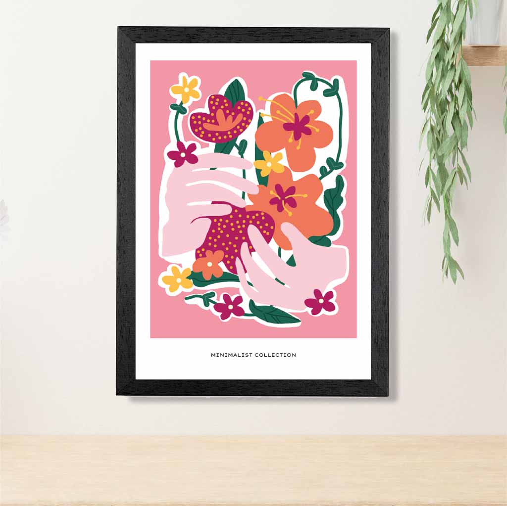 Boho Art Pink, Orange Flowers Art Print | Wall Art Plaza UK