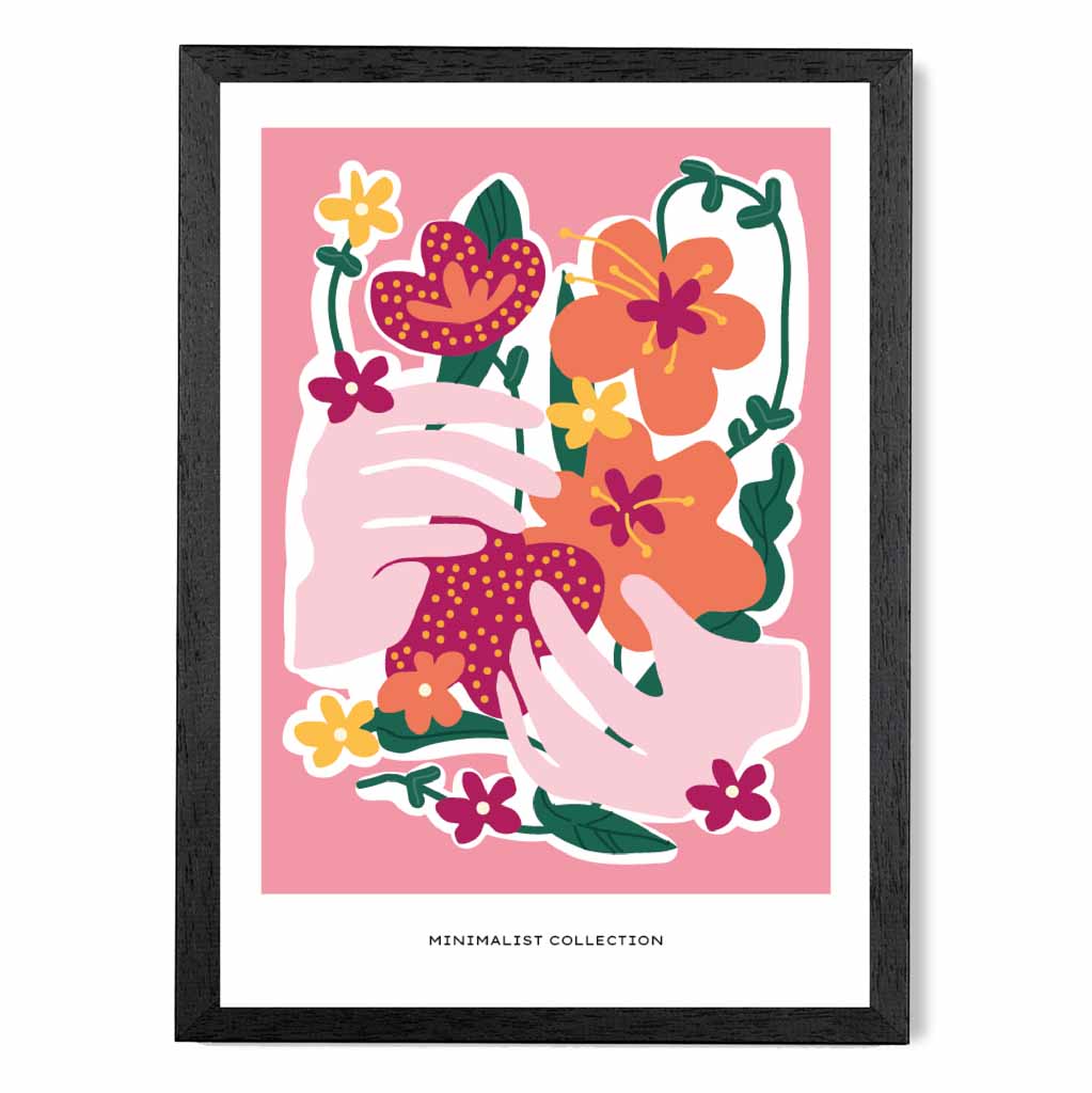 Boho Art Pink, Orange Flowers Art Print | Wall Art Plaza UK