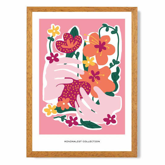 Boho Art Pink, Orange Flowers Art Print | Wall Art Plaza UK