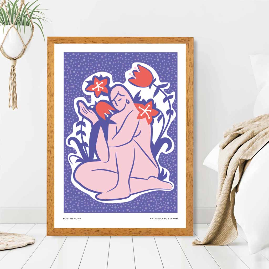 Boho Art Purple, Pink Female Form Art Print | Wall Art Plaza UK