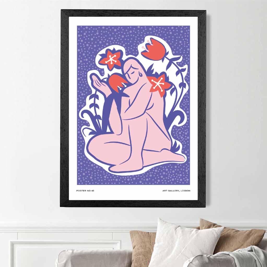 Boho Art Purple, Pink Female Form Art Print | Wall Art Plaza UK