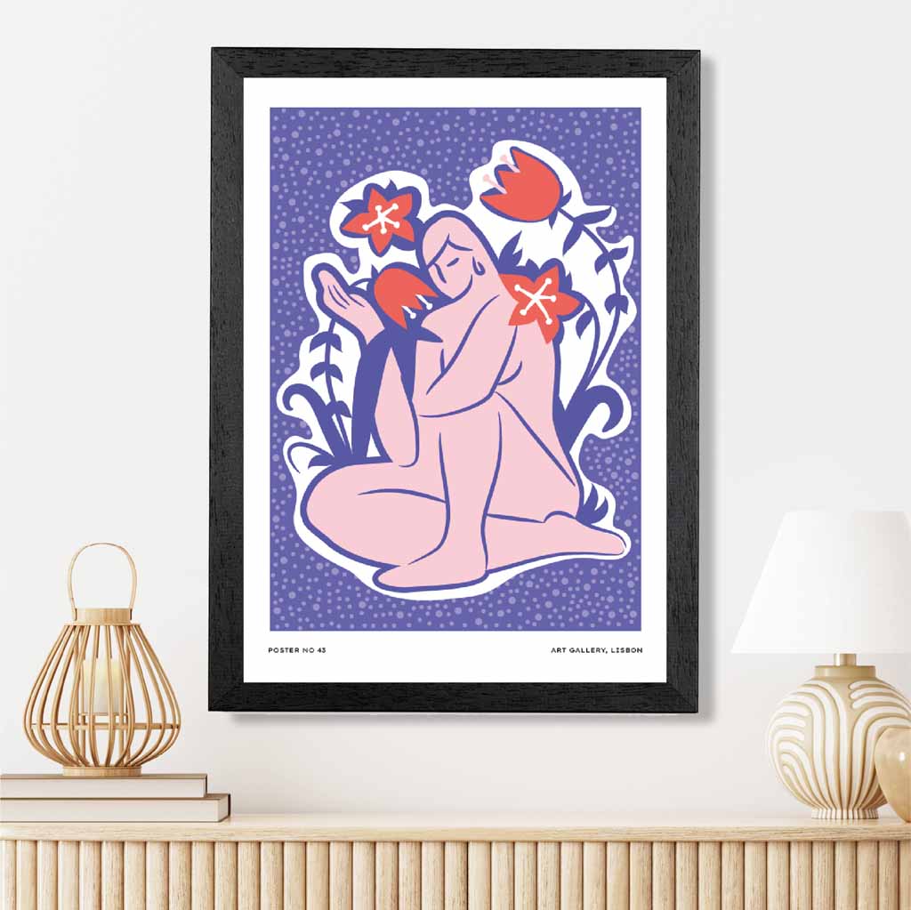 Boho Art Purple, Pink Female Form Art Print | Wall Art Plaza UK