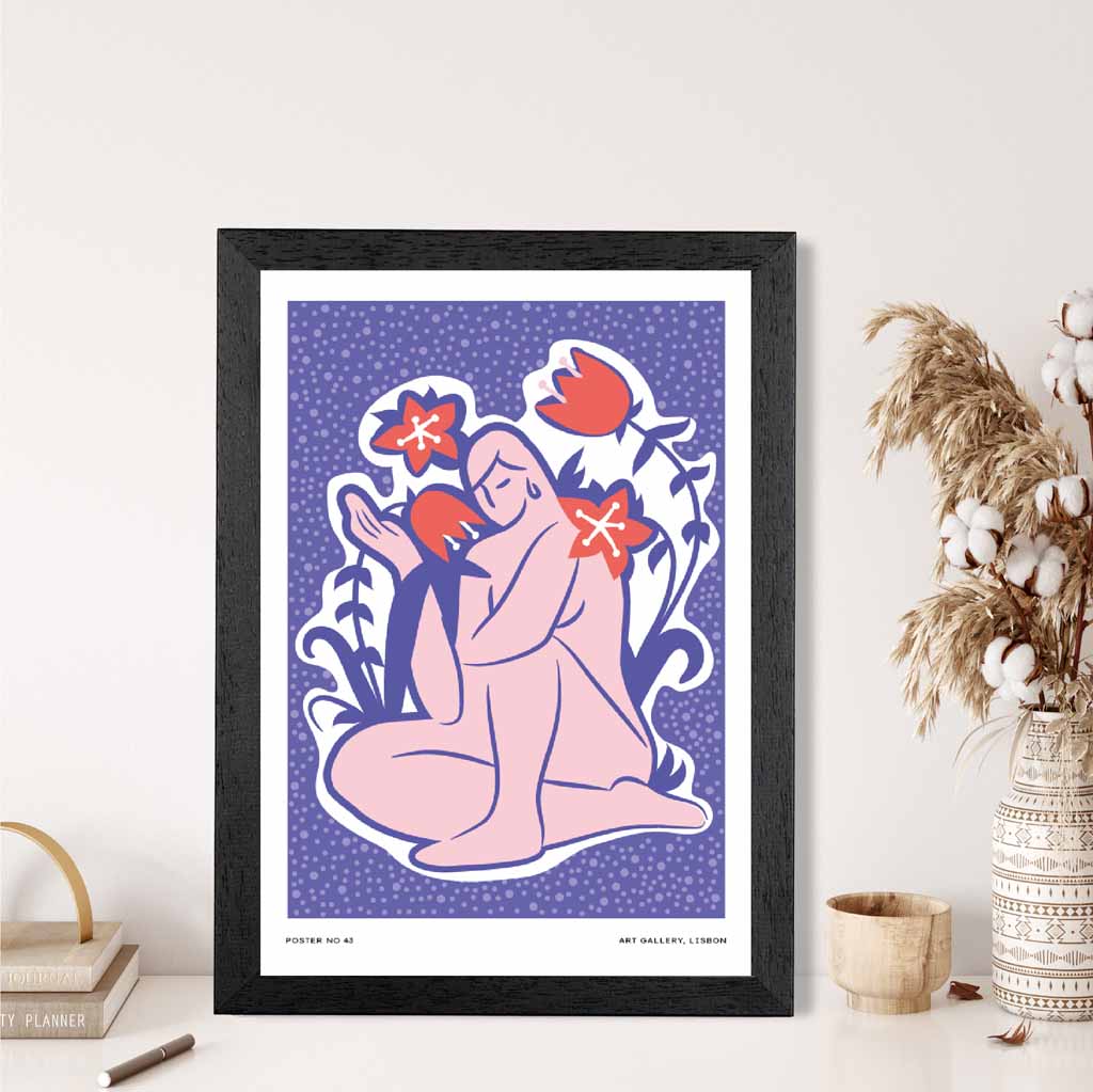 Boho Art Purple, Pink Female Form Art Print | Wall Art Plaza UK