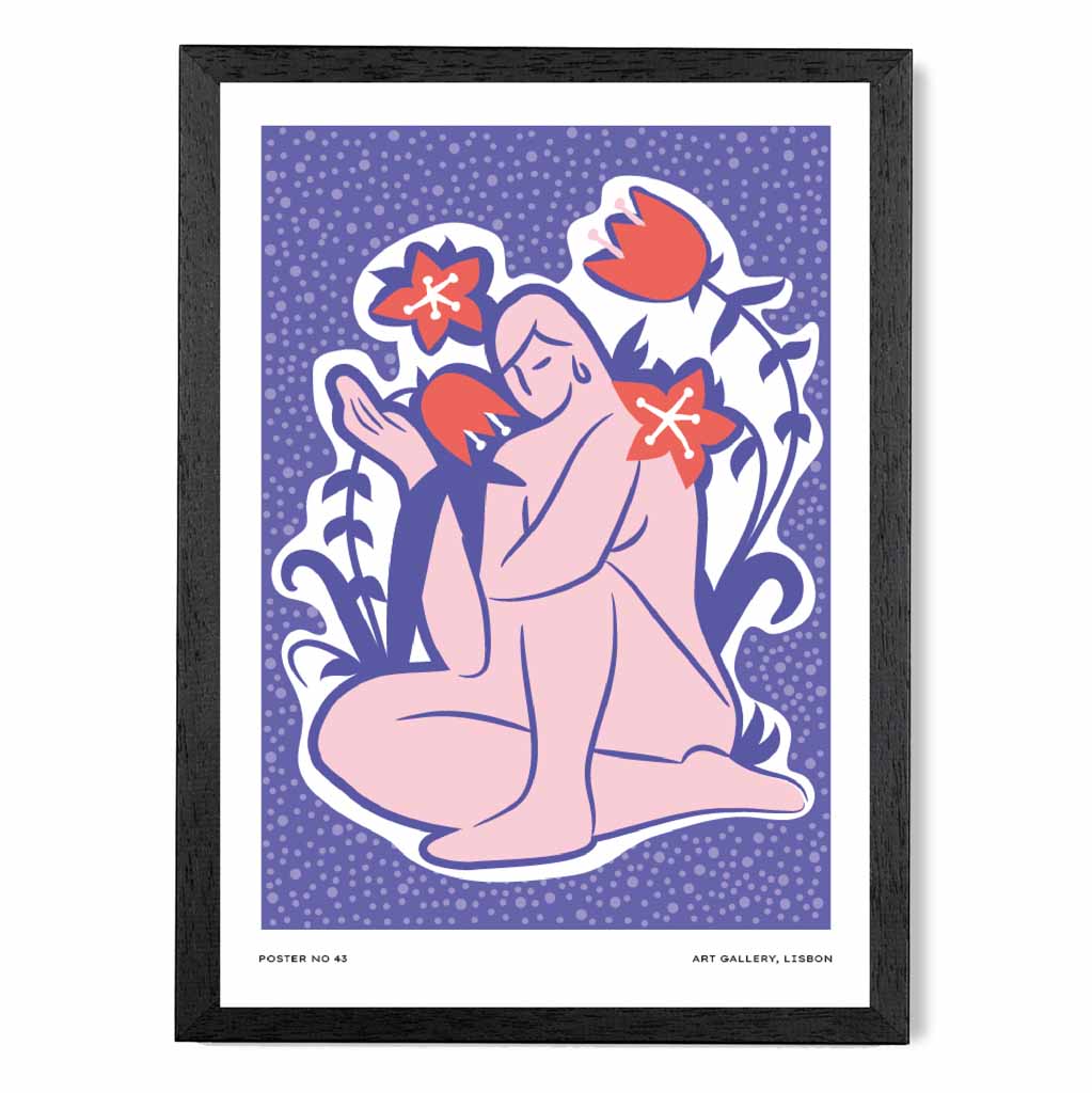 Boho Art Purple, Pink Female Form Art Print | Wall Art Plaza UK