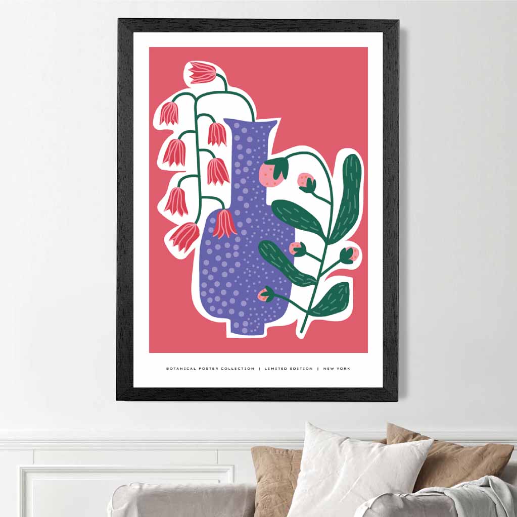 Boho NY Pink, Purple Floral Lifestyle Art Poster | Wall Art Plaza UK