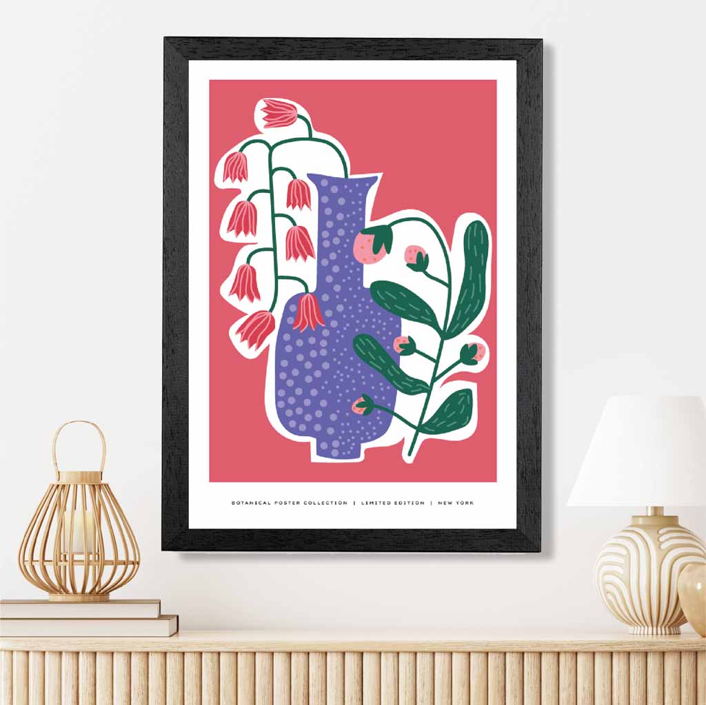 Boho NY Pink, Purple Floral Lifestyle Art Poster | Wall Art Plaza UK