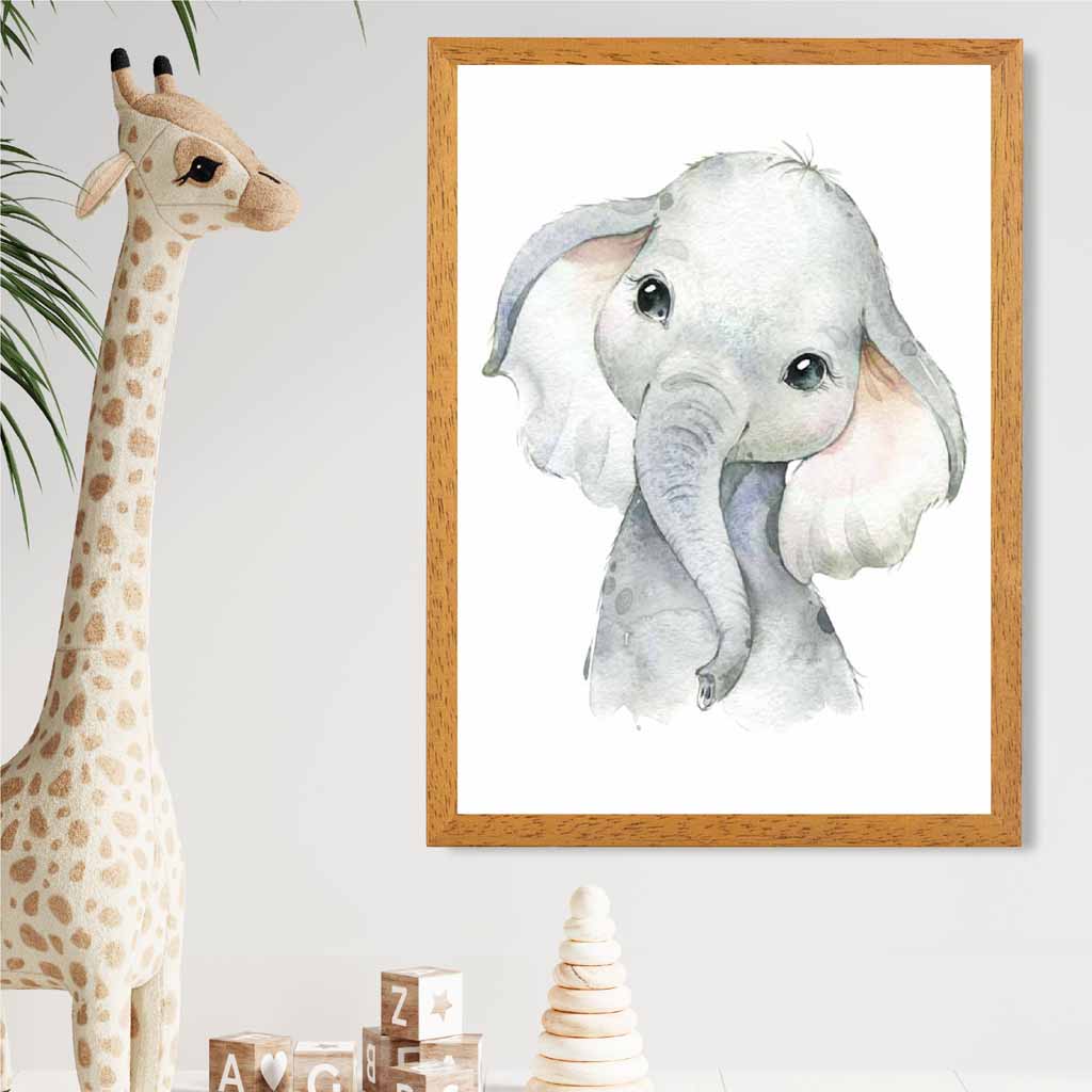 Cute Baby Elephant Nursery Art Print | Wall Art Plaza UK