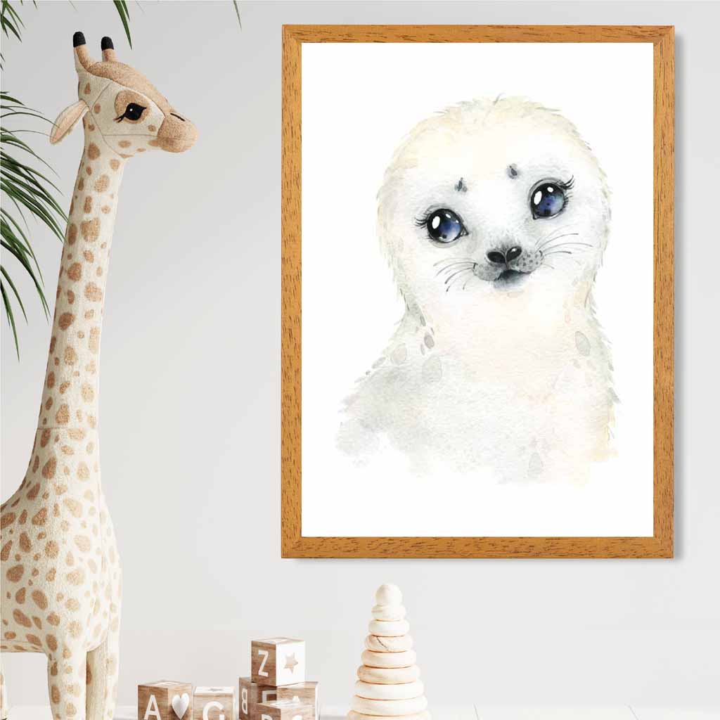 Cute Baby Seal Nursery Art Print | Wall Art Plaza UK