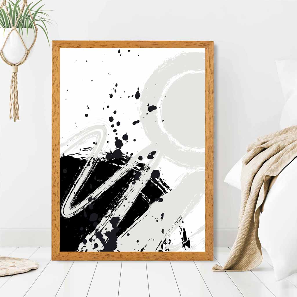 Modern Abstract Grey, Black Paint Strokes No 4 Art Print | Wall Art Plaza