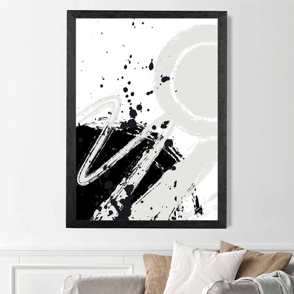 Modern Abstract Grey, Black Paint Strokes No 4 Art Print | Wall Art Plaza