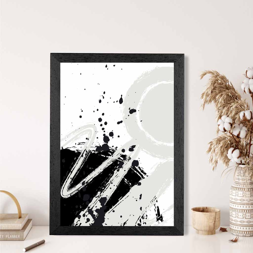 Modern Abstract Grey, Black Paint Strokes No 4 Art Print | Wall Art Plaza