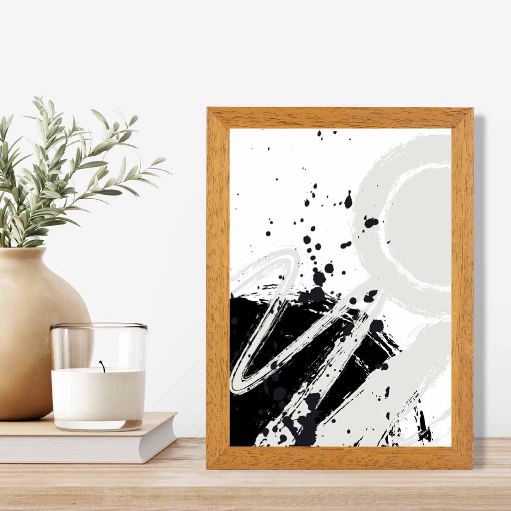 Modern Abstract Grey, Black Paint Strokes No 4 Art Print | Wall Art Plaza