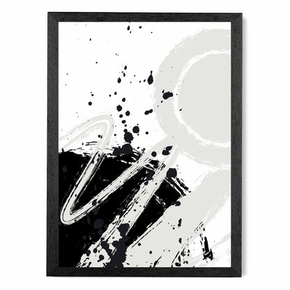 Modern Abstract Grey, Black Paint Strokes No 4 Art Print | Wall Art Plaza