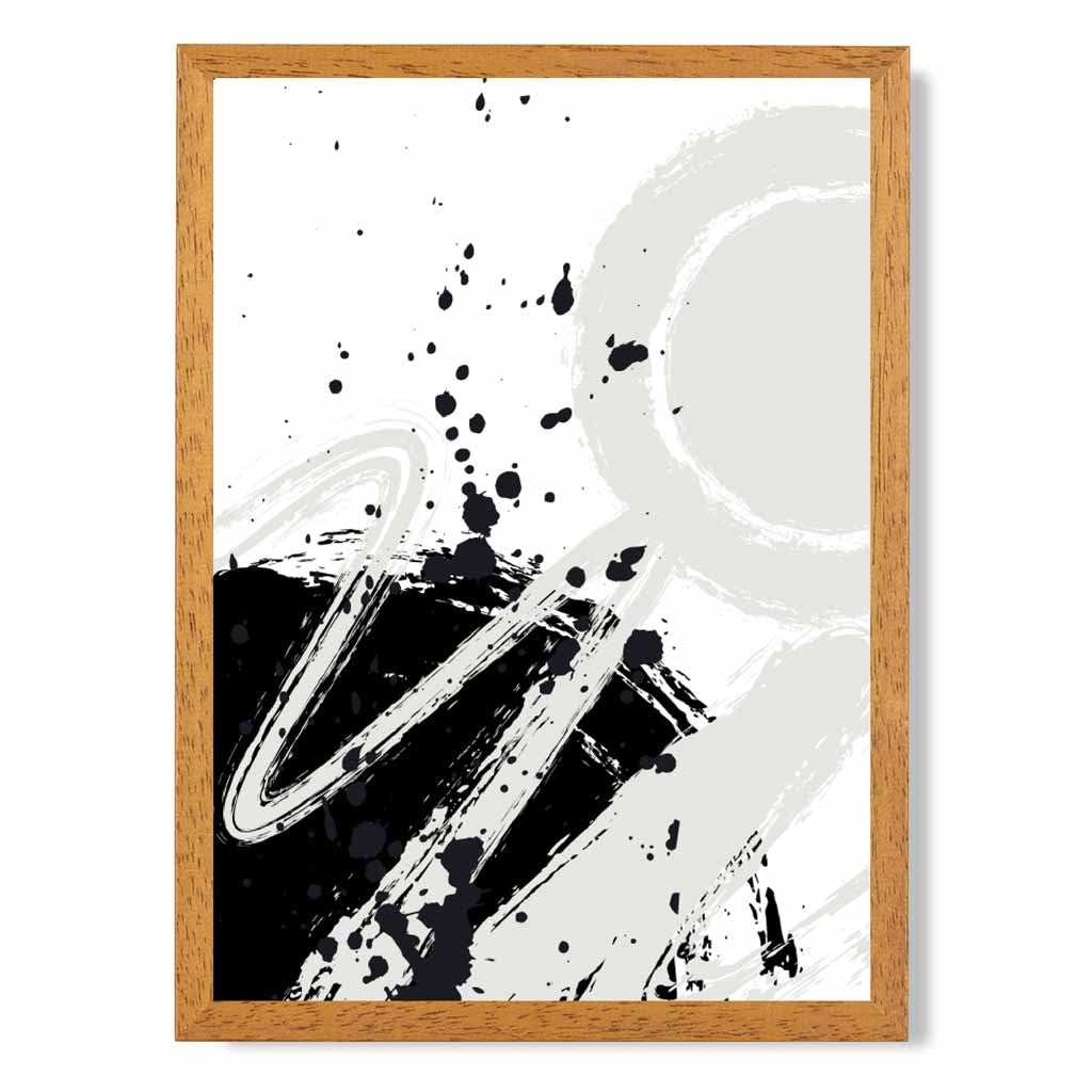 Modern Abstract Grey, Black Paint Strokes No 4 Art Print | Wall Art Plaza