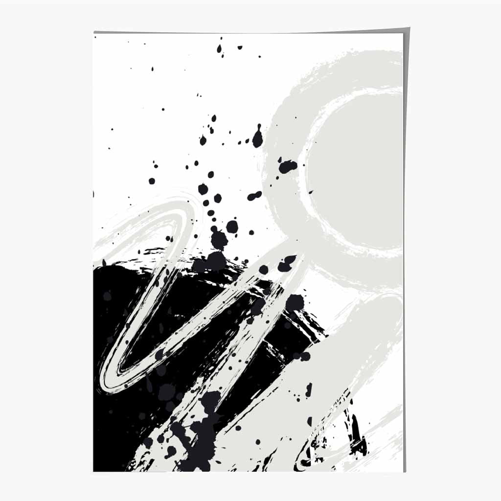 Modern Abstract Grey, Black Paint Strokes No 4 Art Print | Wall Art Plaza