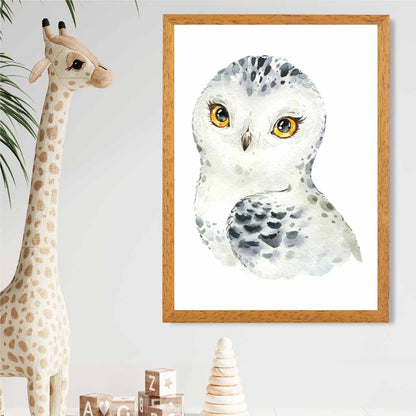 Cute Snowy Owl Nursery Art Poster | Wall Art Plaza UK