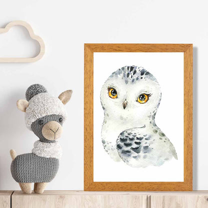 Cute Snowy Owl Nursery Art Poster | Wall Art Plaza UK