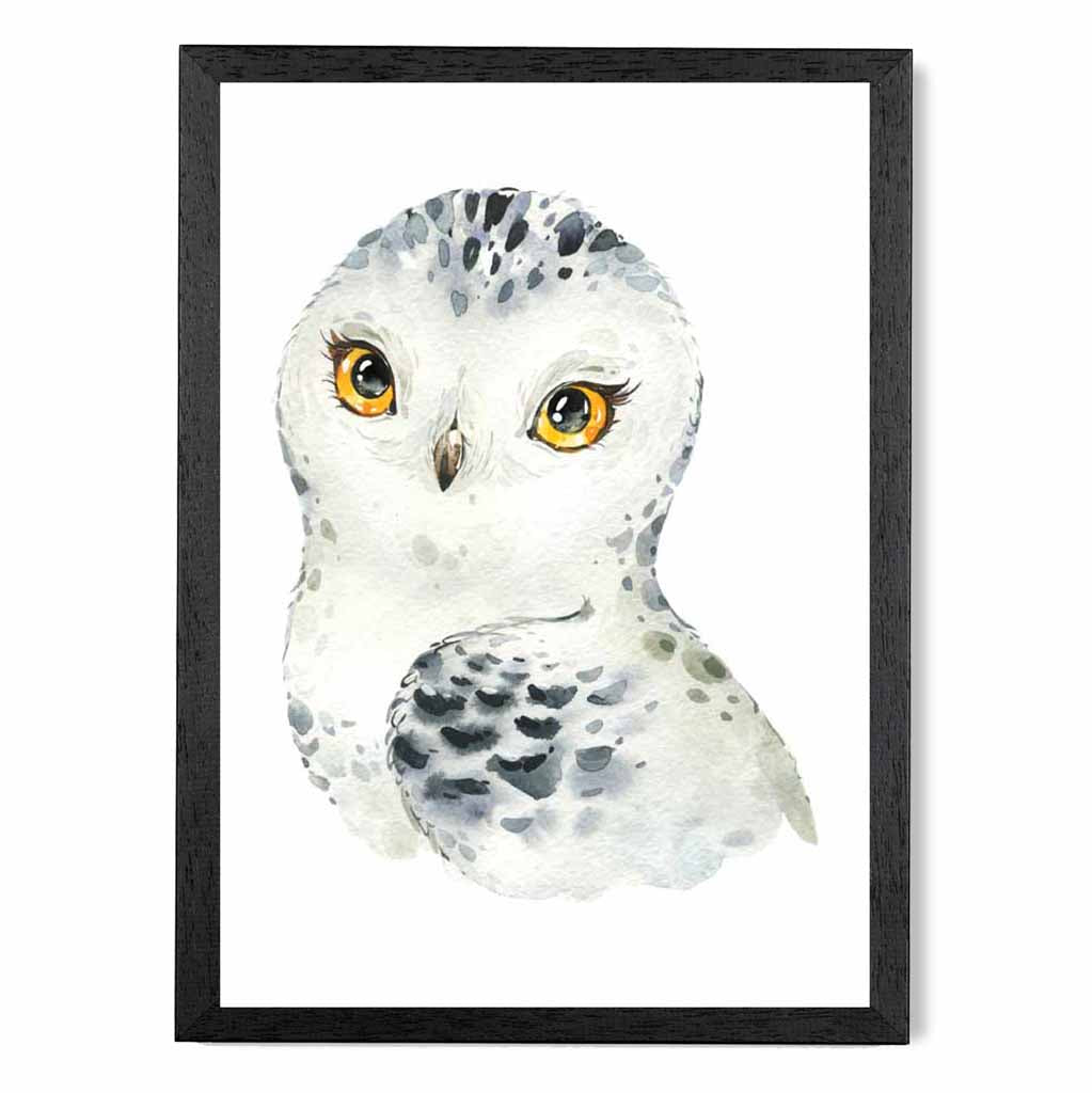 Cute Snowy Owl Nursery Art Poster | Wall Art Plaza UK