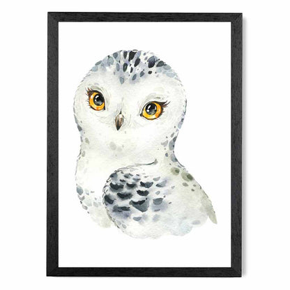 Cute Snowy Owl Nursery Art Poster | Wall Art Plaza UK