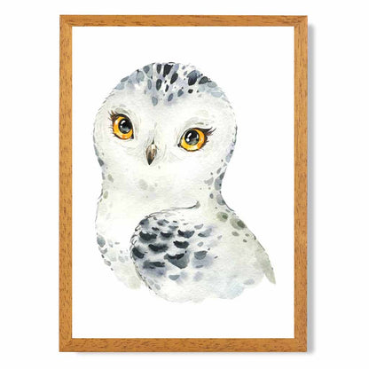Cute Snowy Owl Nursery Art Poster | Wall Art Plaza UK