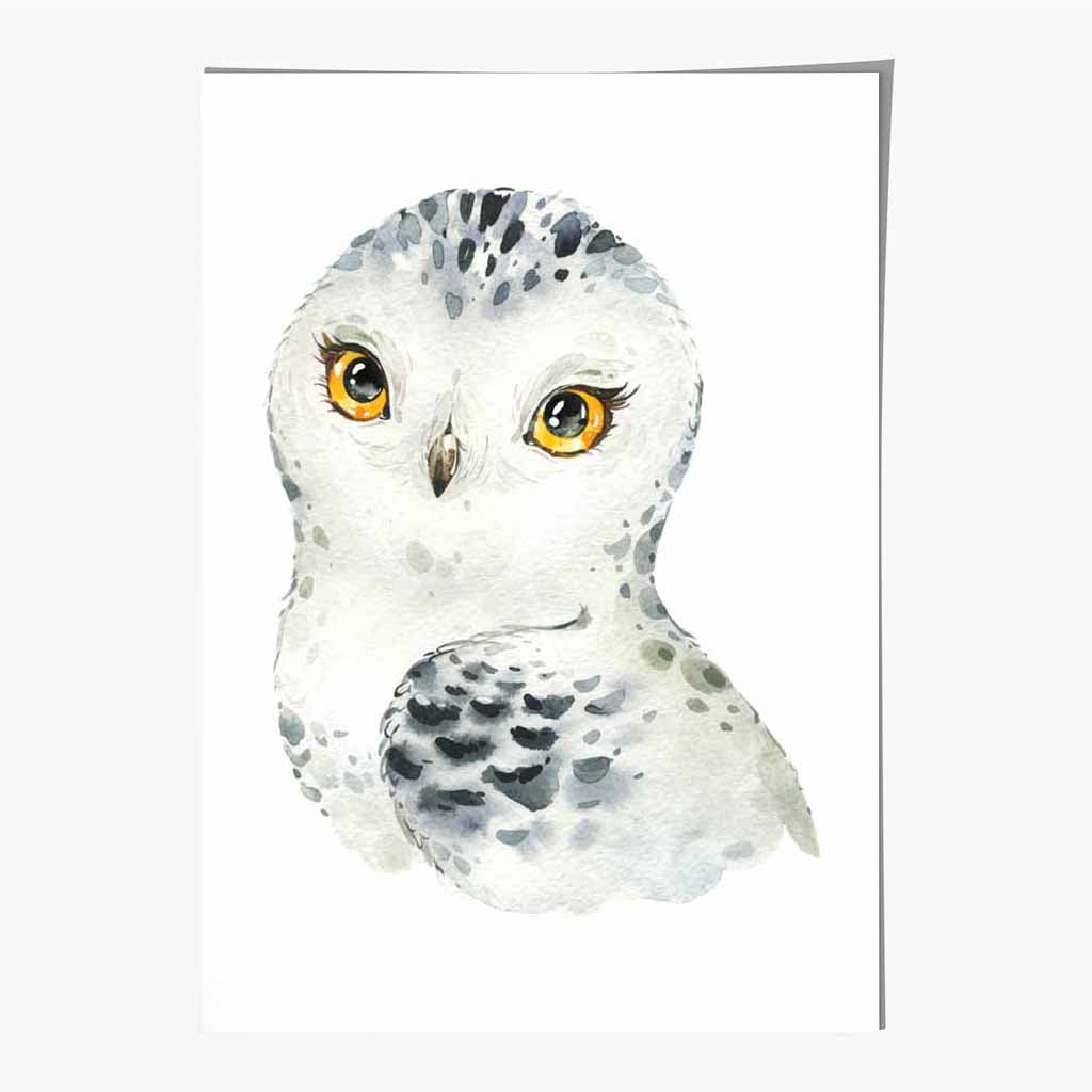 Cute Snowy Owl Nursery Art Poster | Wall Art Plaza UK