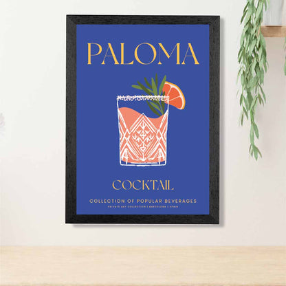 Paloma Navy Blue, Colourful Cocktail Art Print | Wall Art Plaza UK