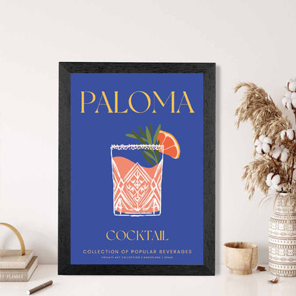 Paloma Navy Blue, Colourful Cocktail Art Print | Wall Art Plaza UK