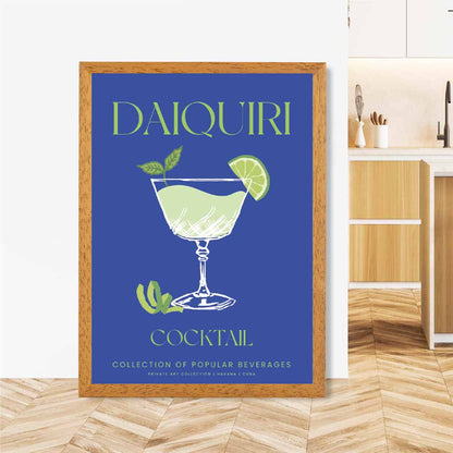 Daiquiri Navy Blue, Colourful Cocktail Art Print | Wall Art Plaza UK