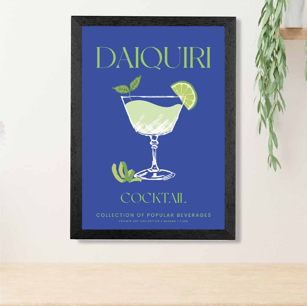 Daiquiri Navy Blue, Colourful Cocktail Art Print | Wall Art Plaza UK
