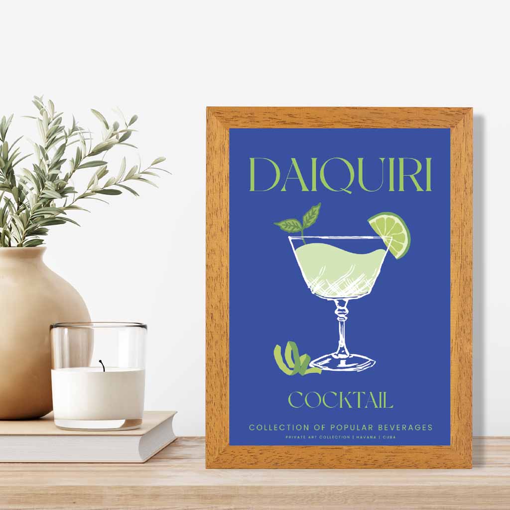 Daiquiri Navy Blue, Colourful Cocktail Art Print | Wall Art Plaza UK