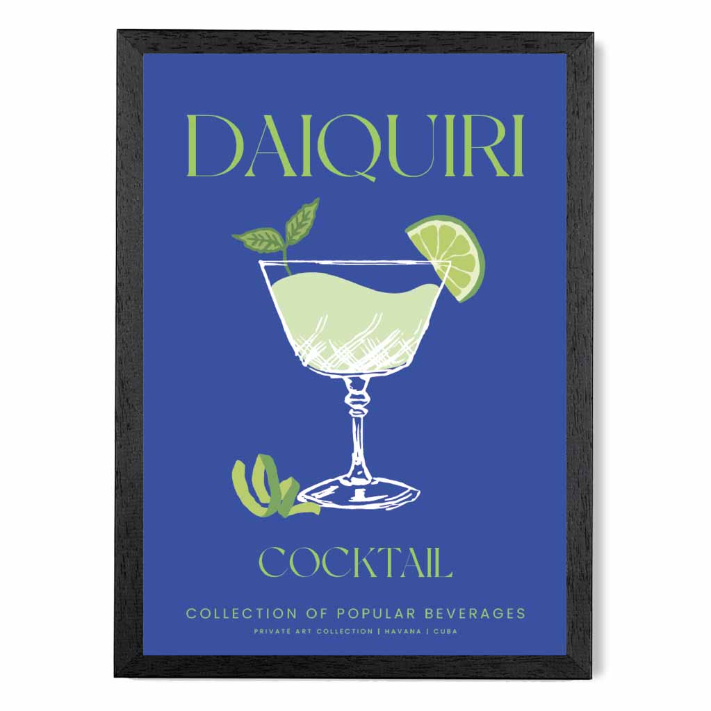 Daiquiri Navy Blue, Colourful Cocktail Art Print | Wall Art Plaza UK