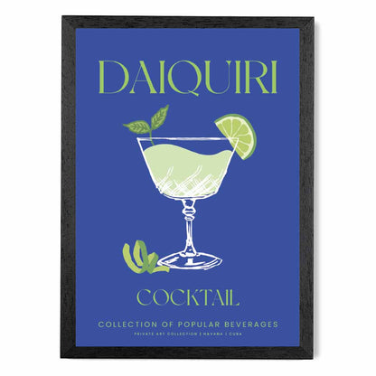 Daiquiri Navy Blue, Colourful Cocktail Art Print | Wall Art Plaza UK